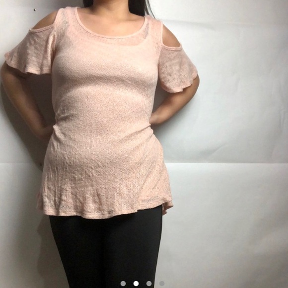 Peach cold shoulder blouse - Picture 2 of 4